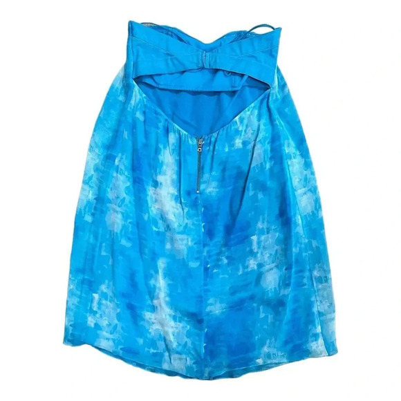 Alice and Olivia Cloud Blue Jazz Silk Sweetheart Mini Dress 2 - Picture 2 of 7